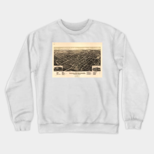 Vintage Pictorial Map of Tallahassee FL (1885) Crewneck Sweatshirt by Bravuramedia